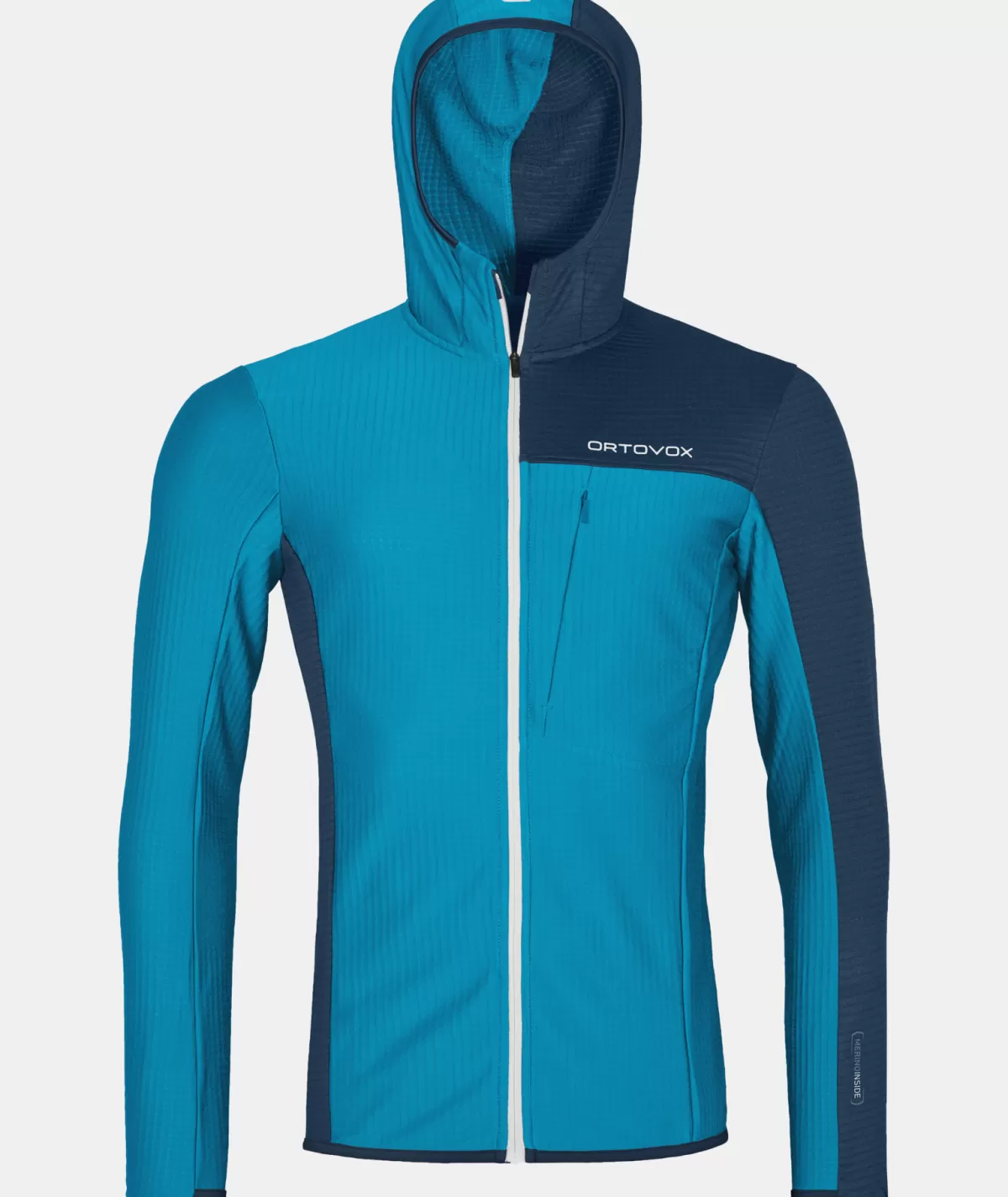 ORTOVOX FLEECE LIGHT GRID HOODED JKT M mountainblue New
